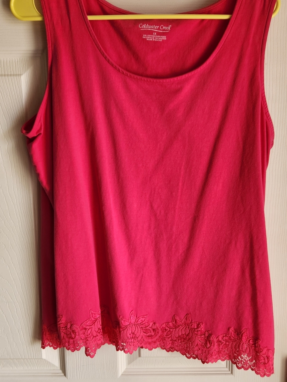 Coldwater Creek Women's Pink Lace-Hem Tank Top